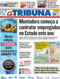 Capa do jornal A Tribuna 12/05/2026