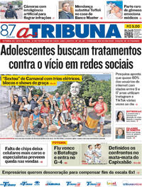 Capa do jornal A Tribuna 13/02/2026