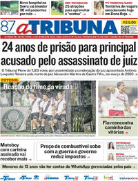 Capa do jornal A Tribuna 13/03/2026
