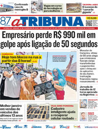 Capa do jornal A Tribuna 14/02/2026