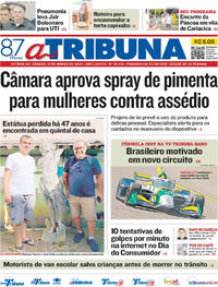 Capa do jornal A Tribuna 14/03/2026
