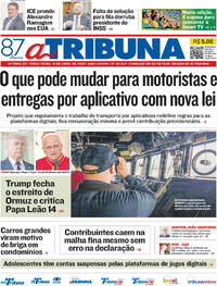 Capa do jornal A Tribuna 14/04/2026