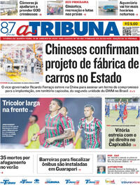 Capa do jornal A Tribuna 15/01/2026