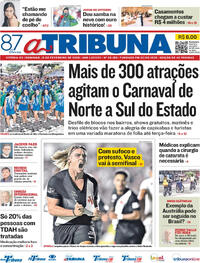 Capa do jornal A Tribuna 15/02/2026