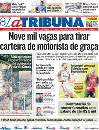 Capa do jornal A Tribuna 17/03/2026