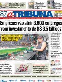 Capa do jornal A Tribuna 21/03/2026