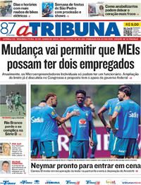 Capa do jornal A Tribuna 22/06/2026