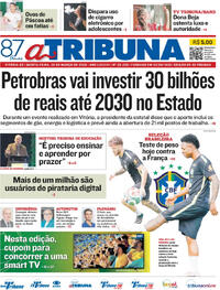 Capa do jornal A Tribuna 26/03/2026