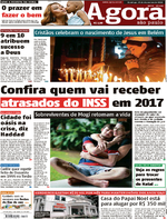 Capa do jornal Agora 25/12/2016