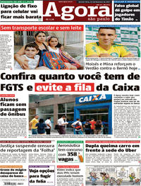 Capa do jornal Agora 16/02/2017