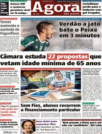 Capa do jornal Agora 20/03/2017