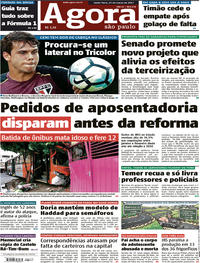 Capa do jornal Agora 24/03/2017