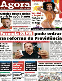 Capa do jornal Agora 25/02/2017