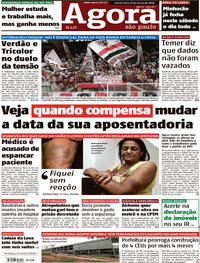 Capa do jornal Agora 08/03/2018