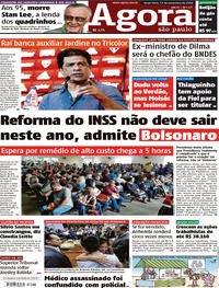 Capa do jornal Agora 13/11/2018