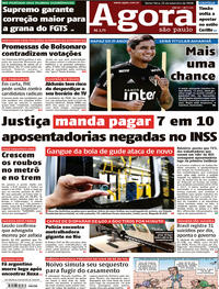 Capa do jornal Agora 21/09/2018