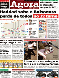 Capa do jornal Agora 29/09/2018