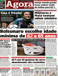 Capa do jornal Agora 15/02/2019