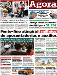 Capa do jornal Agora 23/02/2019