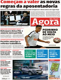 Capa do jornal Agora 13/11/2019