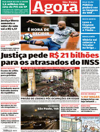 Capa do jornal Agora 20/08/2019