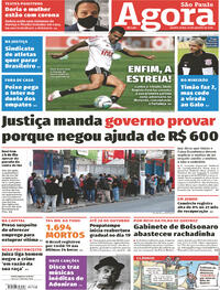Capa do jornal Agora 13/08/2020