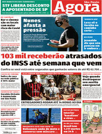 Capa do jornal Agora 24/07/2020