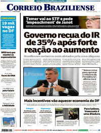 Capa do jornal Correio Braziliense 09/08/2017