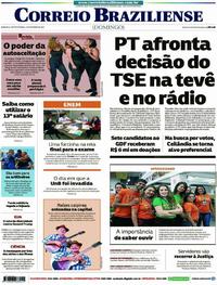Capa do jornal Correio Braziliense 02/09/2018