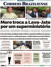 Capa do jornal Correio Braziliense 02/11/2018