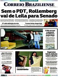 Capa do jornal Correio Braziliense 04/08/2018