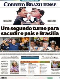 Capa do jornal Correio Braziliense 08/10/2018