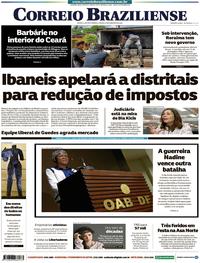 Capa do jornal Correio Braziliense 08/12/2018