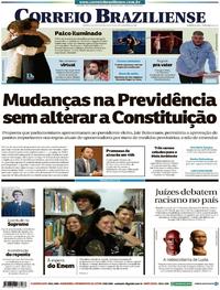Capa do jornal Correio Braziliense 09/11/2018