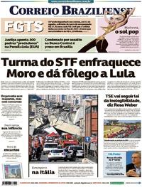 Capa do jornal Correio Braziliense 15/08/2018