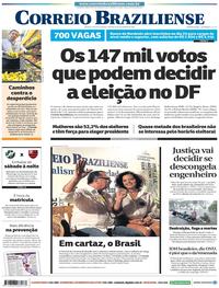 Capa do jornal Correio Braziliense 15/09/2018