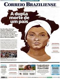 Capa do jornal Correio Braziliense 16/03/2018