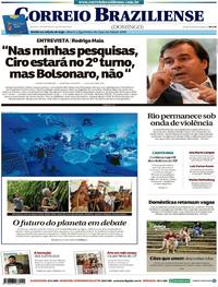 Capa do jornal Correio Braziliense 18/03/2018