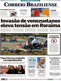 Capa do jornal Correio Braziliense 21/08/2018