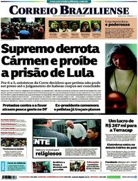 Capa do jornal Correio Braziliense 23/03/2018