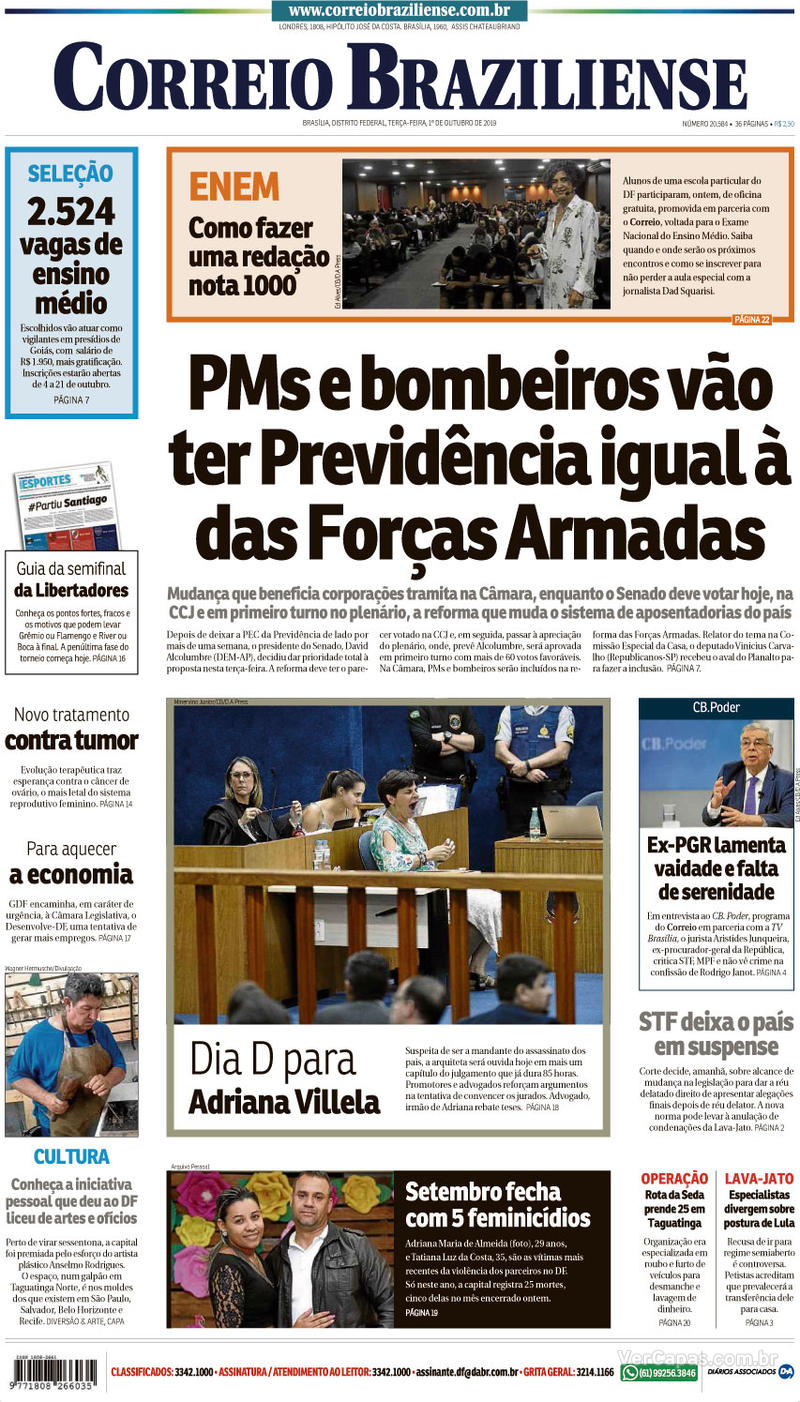 Capa jornal Correio Braziliense