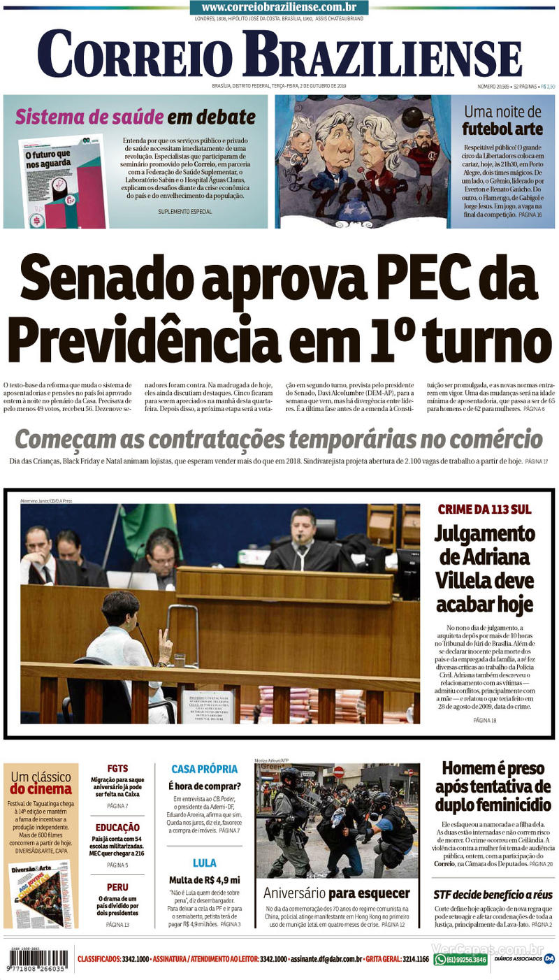 Capa jornal Correio Braziliense