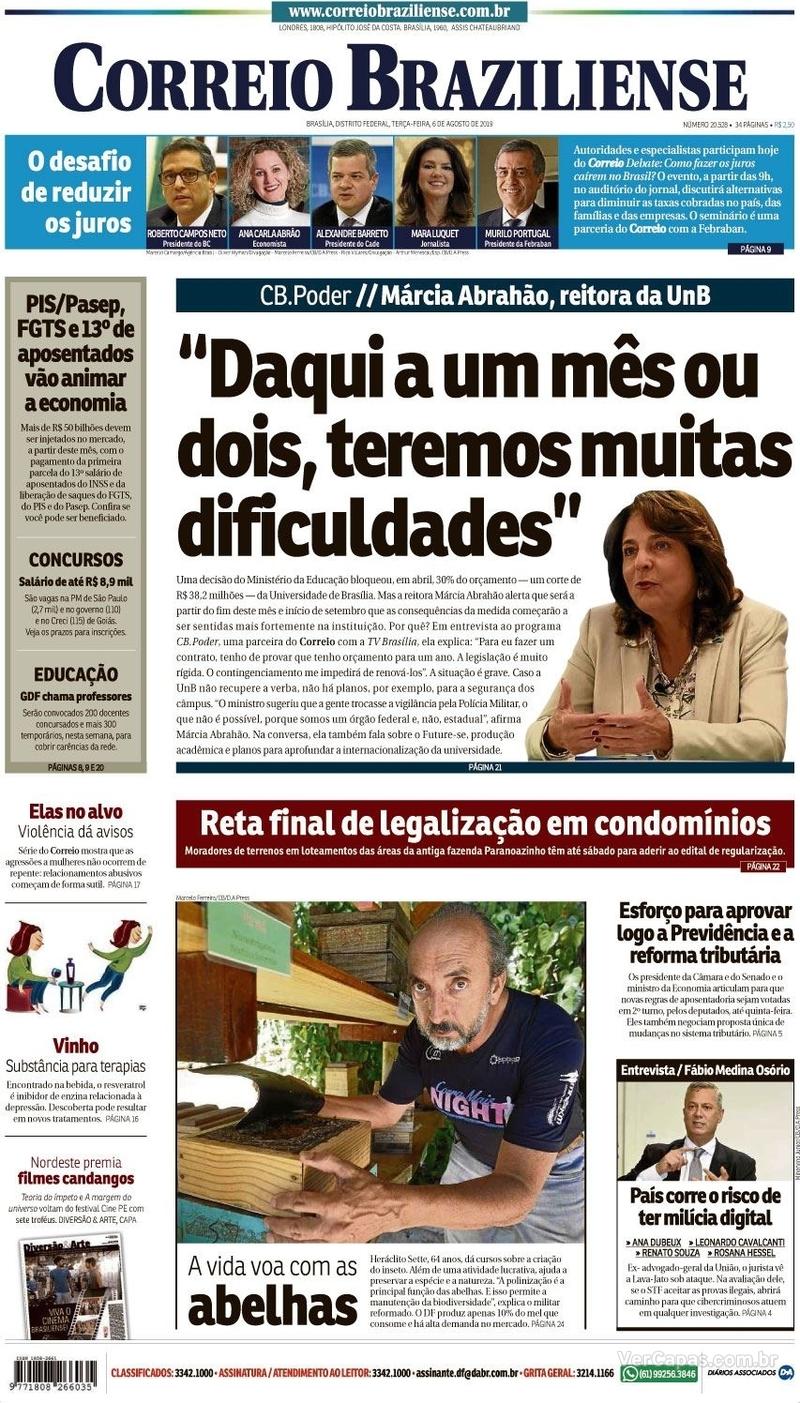 Capa jornal Correio Braziliense