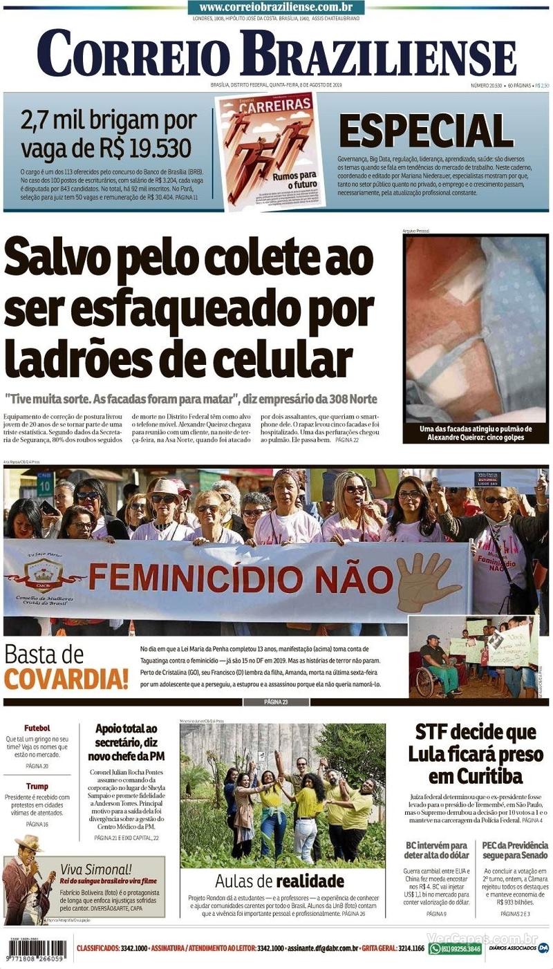 Capa jornal Correio Braziliense