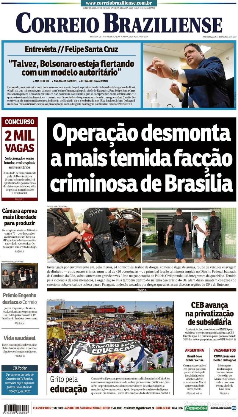 Capa jornal Correio Braziliense