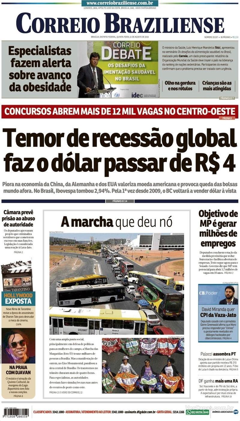 Capa jornal Correio Braziliense