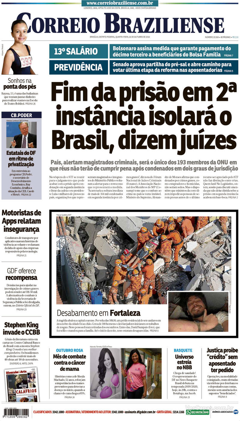 Capa jornal Correio Braziliense