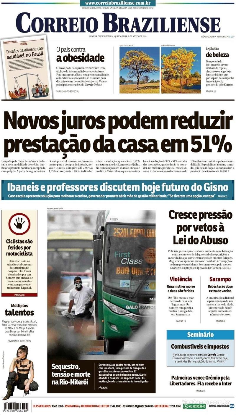 Capa jornal Correio Braziliense