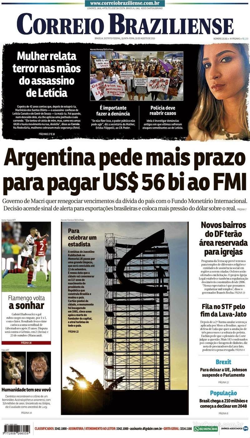 Capa jornal Correio Braziliense