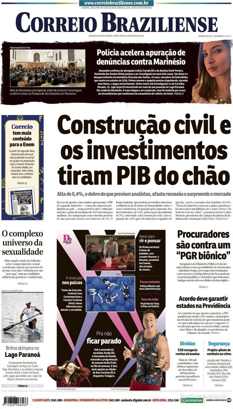 Capa jornal Correio Braziliense